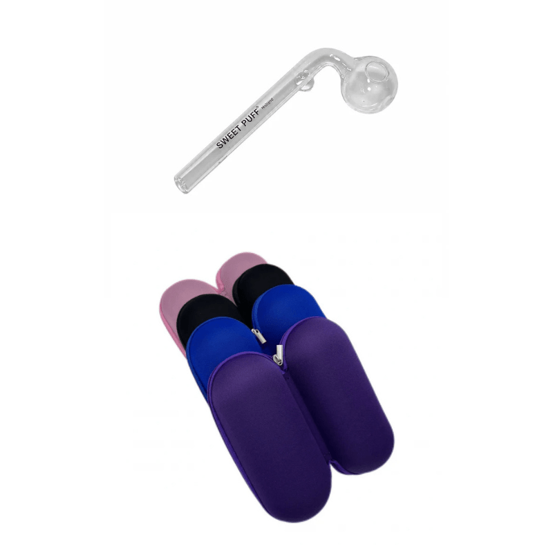 Sweet Puff Glass Pipe 11cm & Medium Case Bundle - Oz Sweet Puff