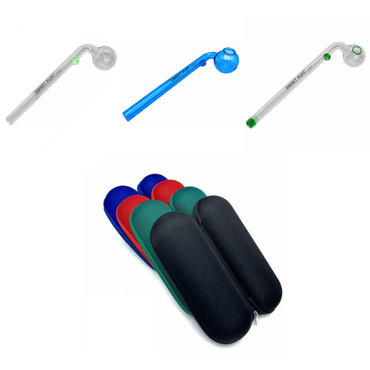 Sweet Puff Glass Pipe & Large Case Bundle - Oz Sweet Puff