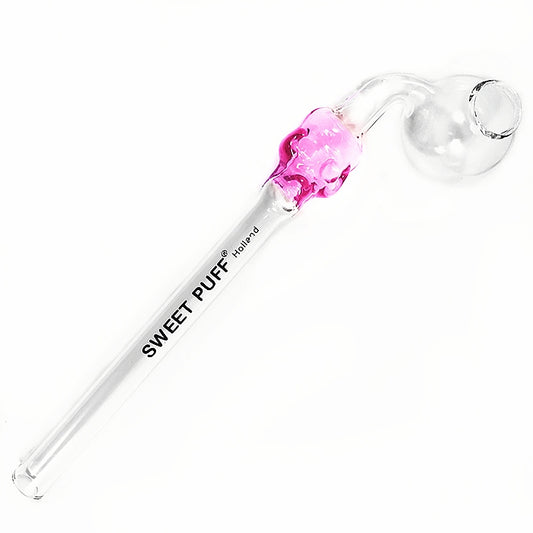 Skull Sweet Puff Glass Pipe 14cm Pink
