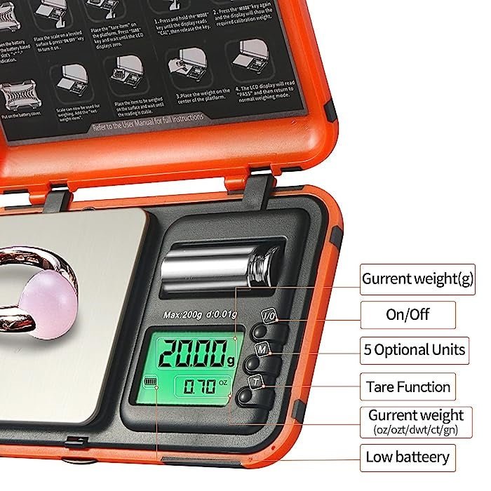 Transformer Dual Units Displayer Tough Digital Scales 0.01g-200g