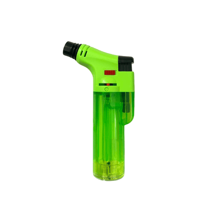 Transparent Stand Up Blowtorch Jet Lighters Green