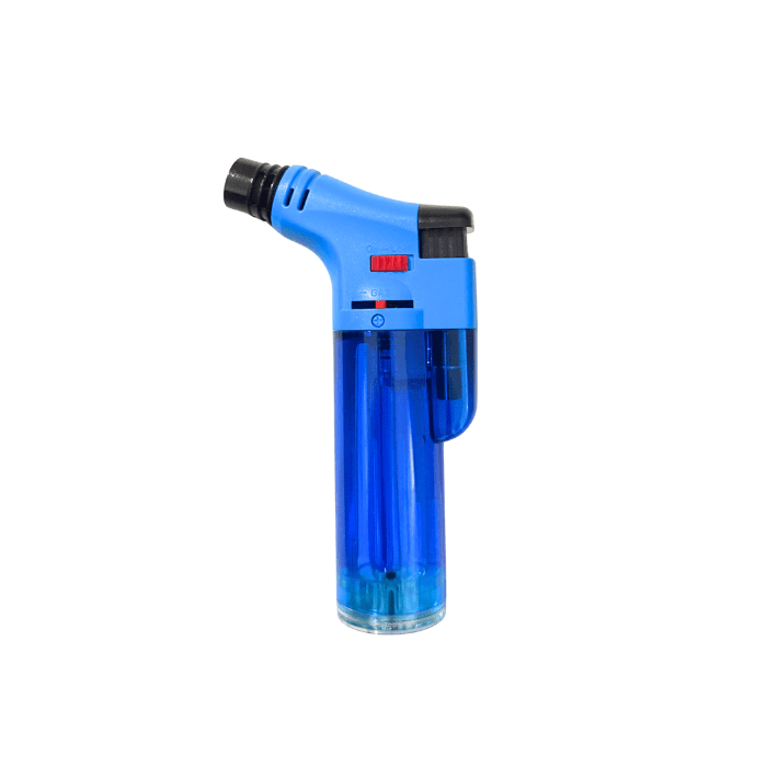 Transparent Stand Up Blowtorch Jet Lighters Blue