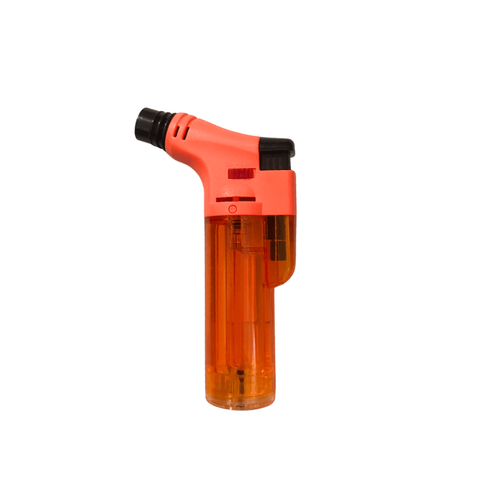 Transparent Stand Up Blowtorch Jet Lighters Orange