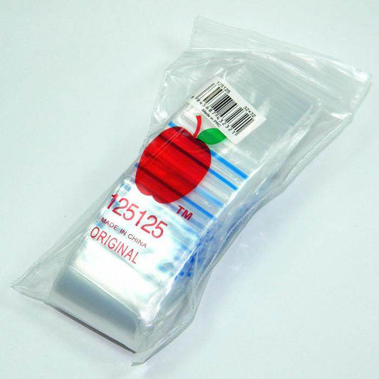 100 Apple125125 Resealable Plastic Bags Clear 32x32mm
